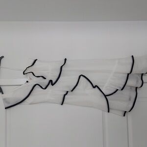 KEEPSAKE One Shoulder White and Black Midi Dress